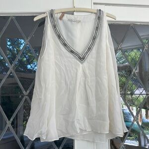 Alice + Olivia white blouse with bead detailing